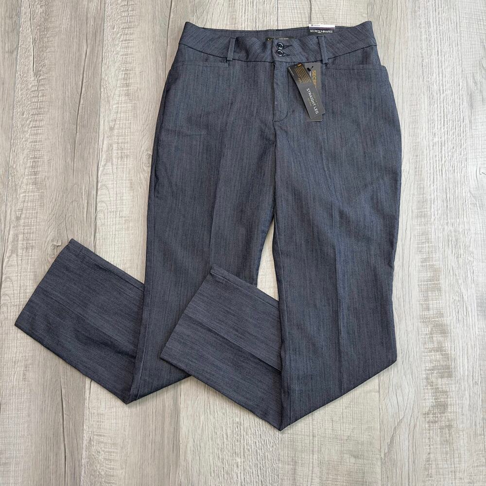 Lee Mid Rise Straight Leg Stretchy Shaping Pants WMNS 10M Gray Regular Fit Work
